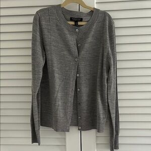 Gray Button-Up Cardigan Banana Republic Washable Wool